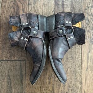 Old Gringo Distressed Brown Leather Ankle Boots Harness Rustic Women Size 8D